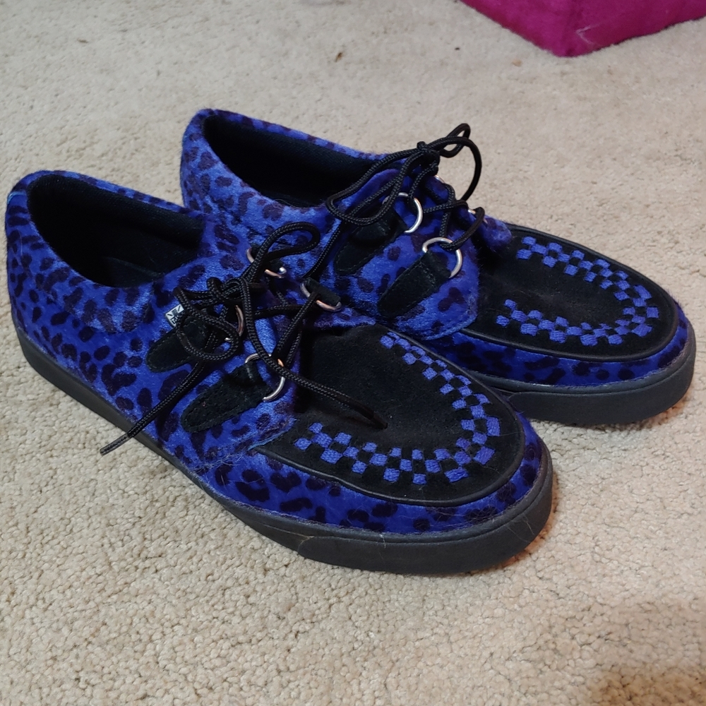 TUK fuzzy blue leopard sneakers W9